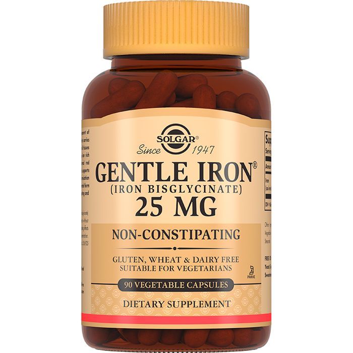 Solgar, Gentle Iron "Легкодоступное железо", 25 мг, 90 капсул