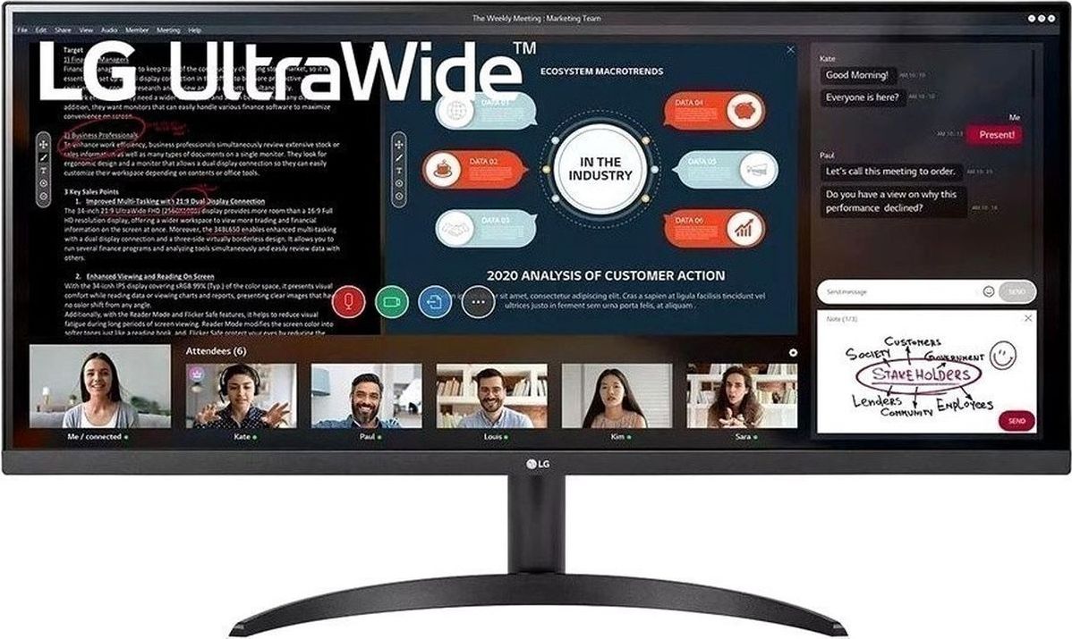 LG34"МониторUltraWide34WP500-B,черный.Уцененныйтовар