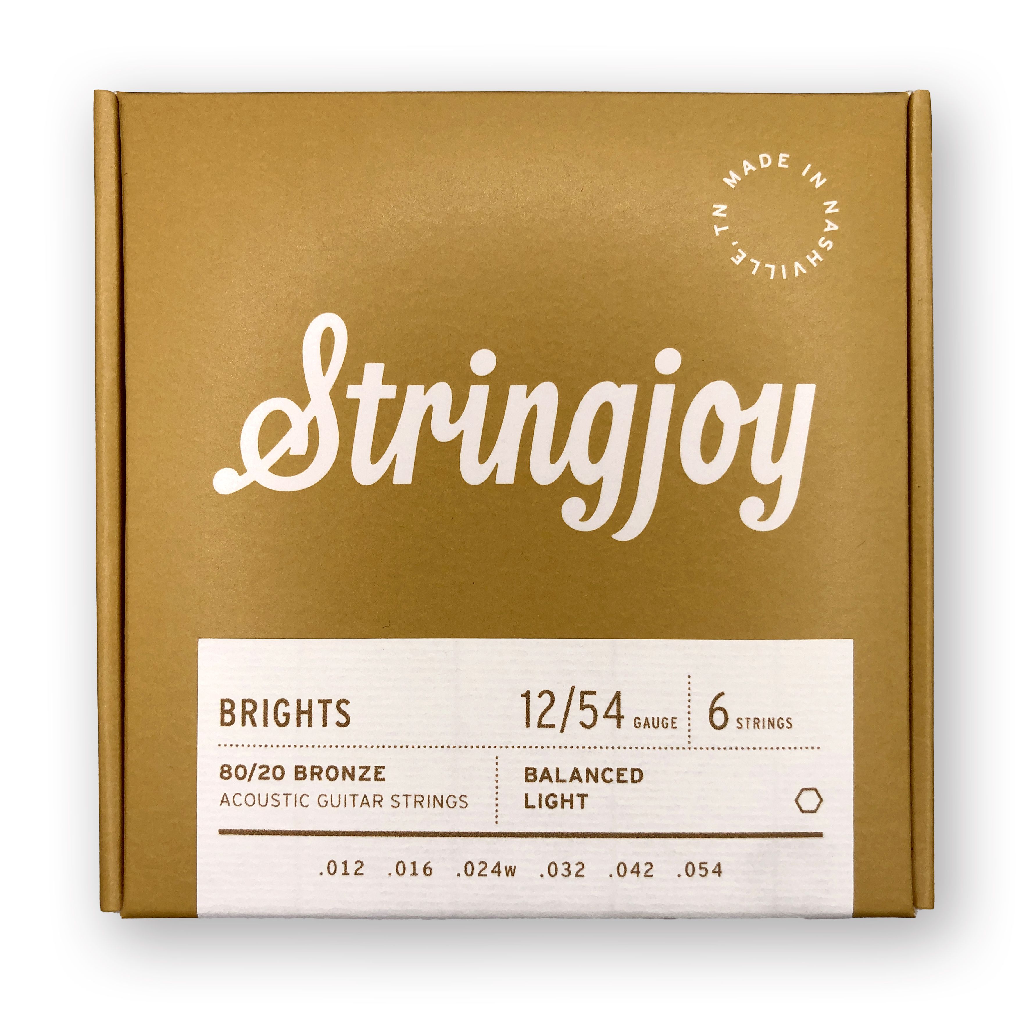 Cтруны для акустической гитары Stringjoy Brights Light Gauge 80/20 Bronze Acoustic Guitar Strings, 12-54