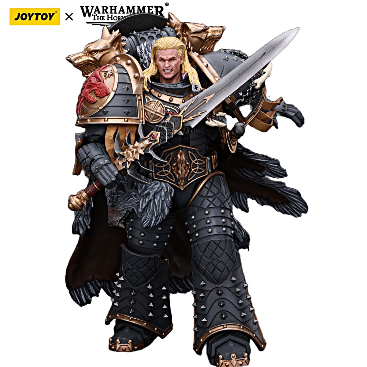 ПодвижнаяфигуркаWarhammerTheHorusHeresv40000JOYTOY1/18SpaceWolvesLemanRussPrimarchoftheVlthLegion