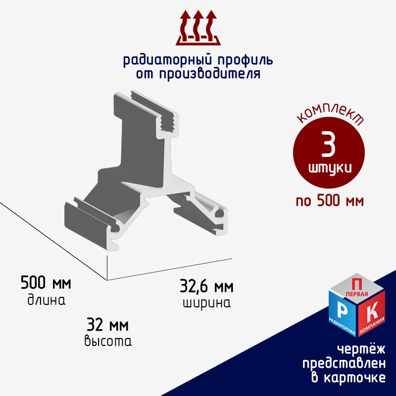 Профиль алюминиевый для светодиодной ленты 1500 мм