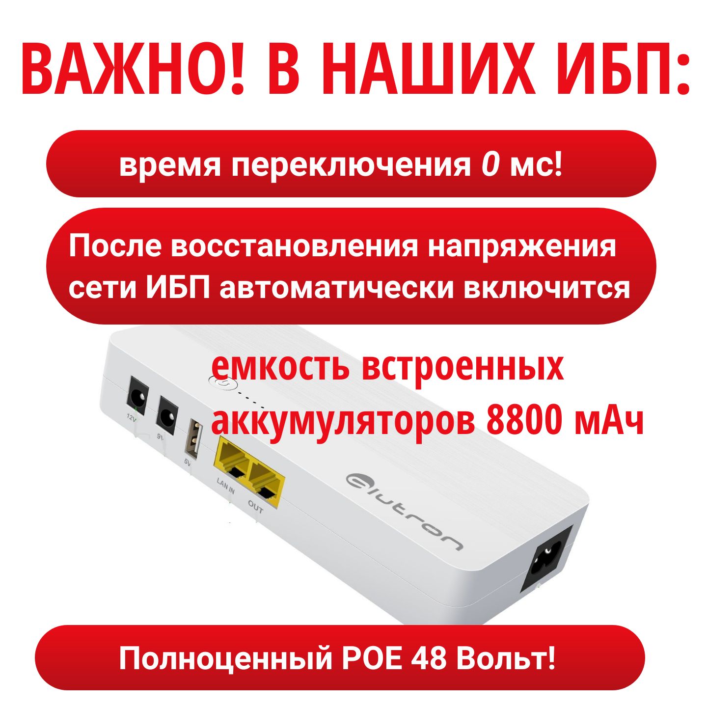 ИсточникбесперебойногопитанияALUTRONPOE04USB5V/9V/12V