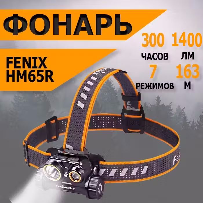 Фонарь налобный аккумуляторный светодиодный Fenix HM65R