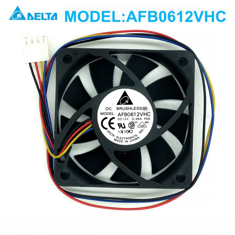 Вентилятор CPU Со Скоростью PWM DELTA AFB0612VHC 60*60*15MM 12V 0.36A 6CM 5400RPM 27.7DBA Четыре Линии