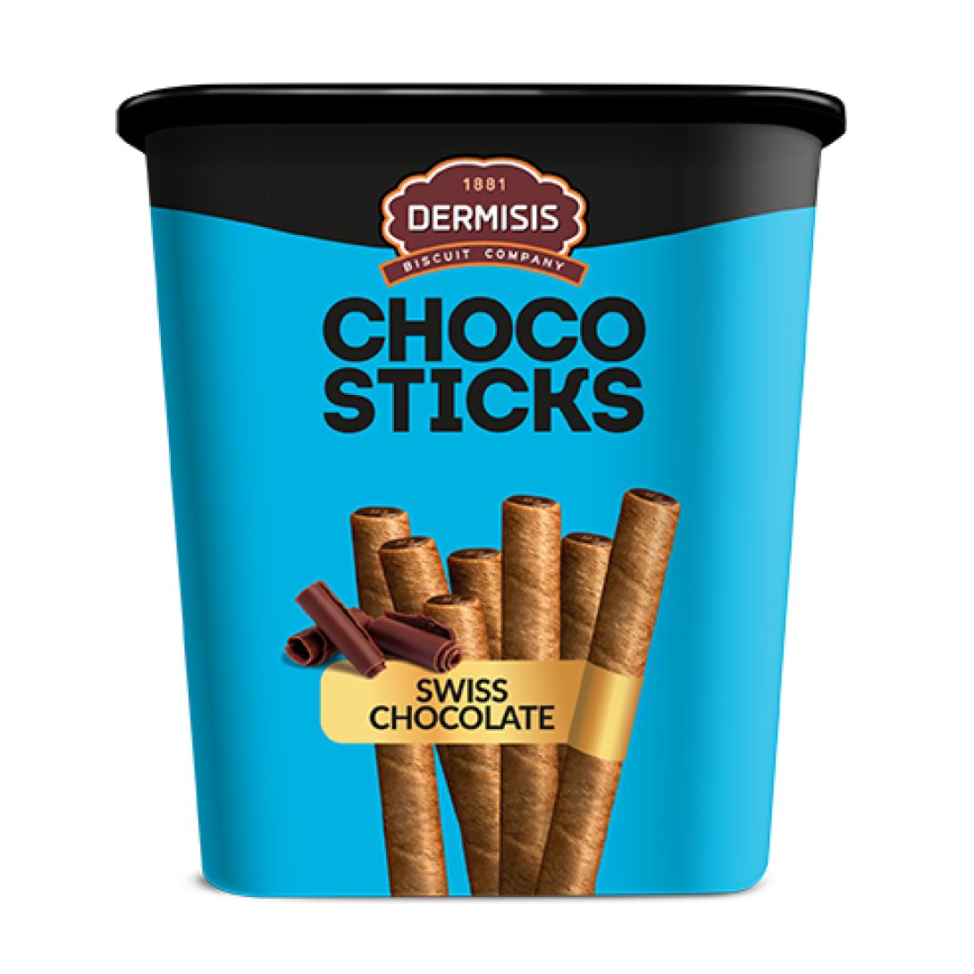 Вафельные трубочки DERMISIS с начинкой из швейцарского шоколада CHOCO STICKS, 310 г