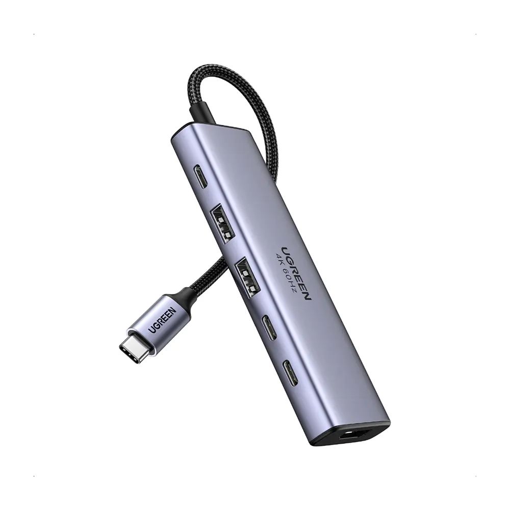 КонвертерUGREENCM511(35999)USB-CtoHDMI+2*USB-A3.2+2*USB3.2C+PDPowerConverter.Цвет:серый