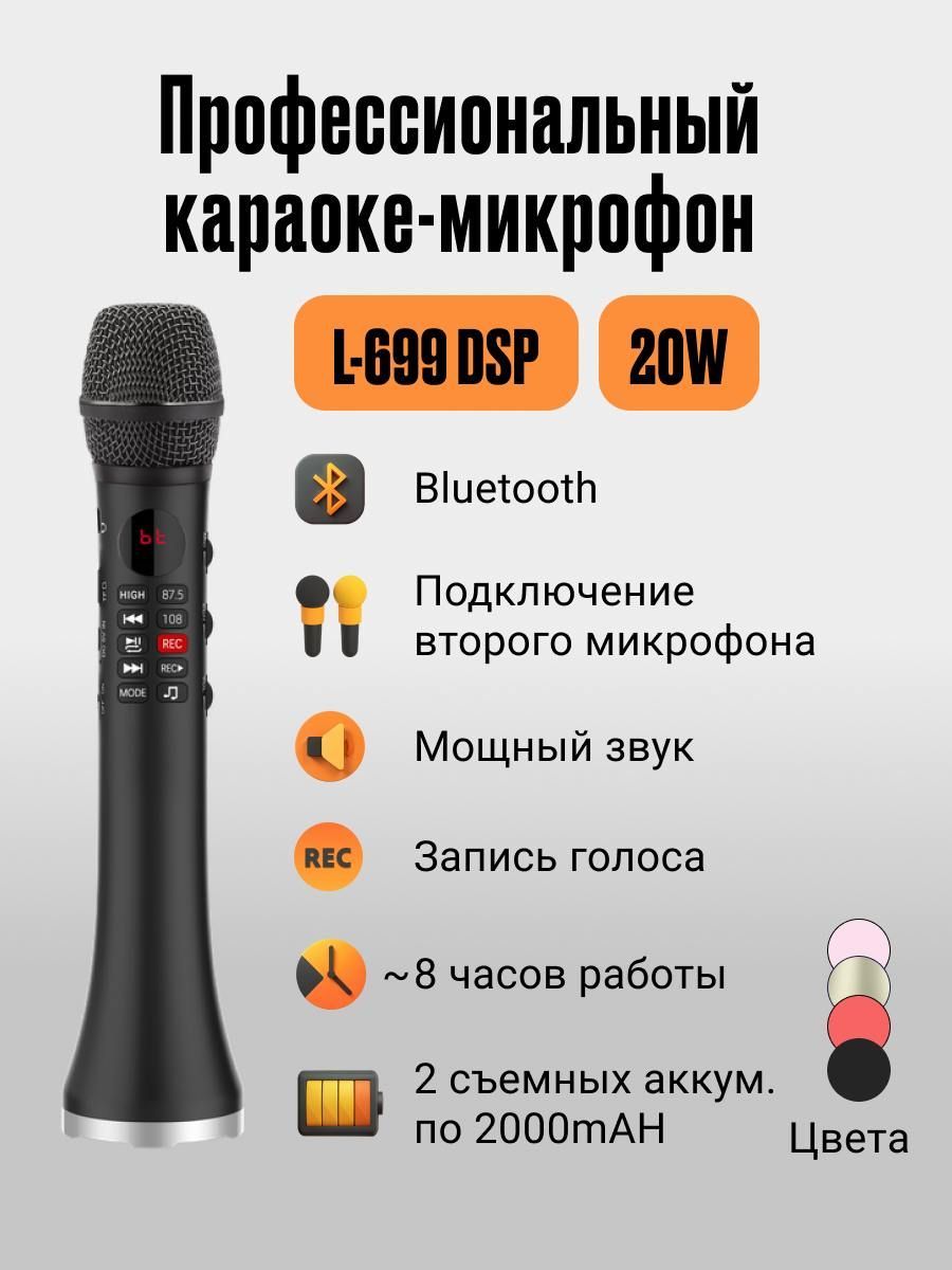 Караоке микрофон L-699DSP 20W, черный