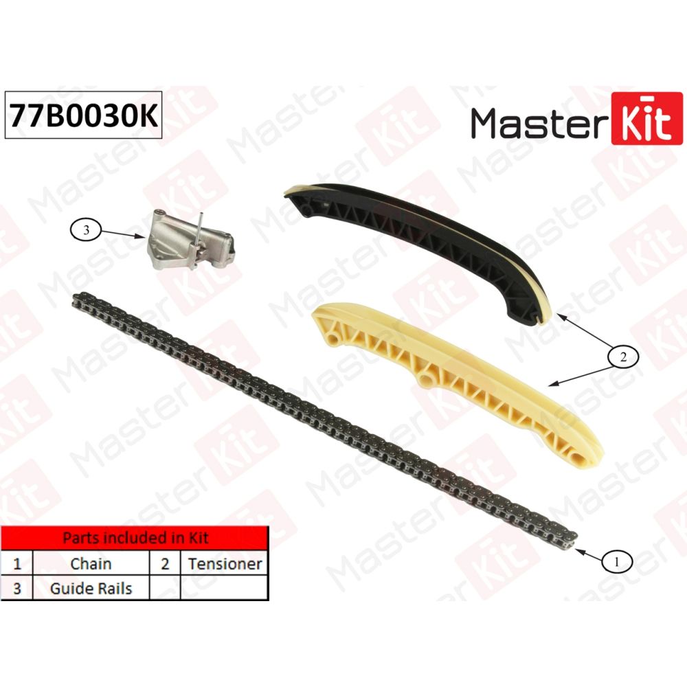 Комплект цепи ГРМ Volkswagen AWY,BMD,BBM,CHFA MASTERKIT MASTERKIT 77B0030K