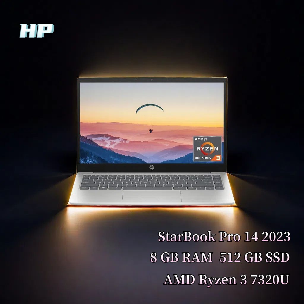 HPHP2023HPStarBook14:НовейшийRyzenR3,14-дюймовыйTNHD-дисплей,RAM8ГБ,SSD512ГБ,легкийитонкий,идеальныйвыбордляработыиразвлечений!Ноутбук14",AMDRyzen37320U,RAM8ГБ,SSD512ГБ,AMDRadeonGraphics,WindowsHome,серыйметаллик,Английскаяраскладка