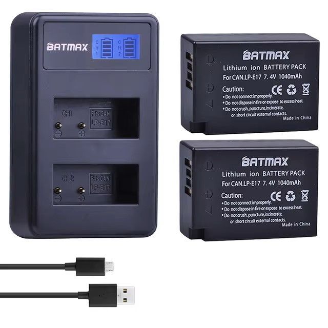 Аккумулятор Batmax LP-E17 2шт и зарядное устройство USB на 2 аккумулятора