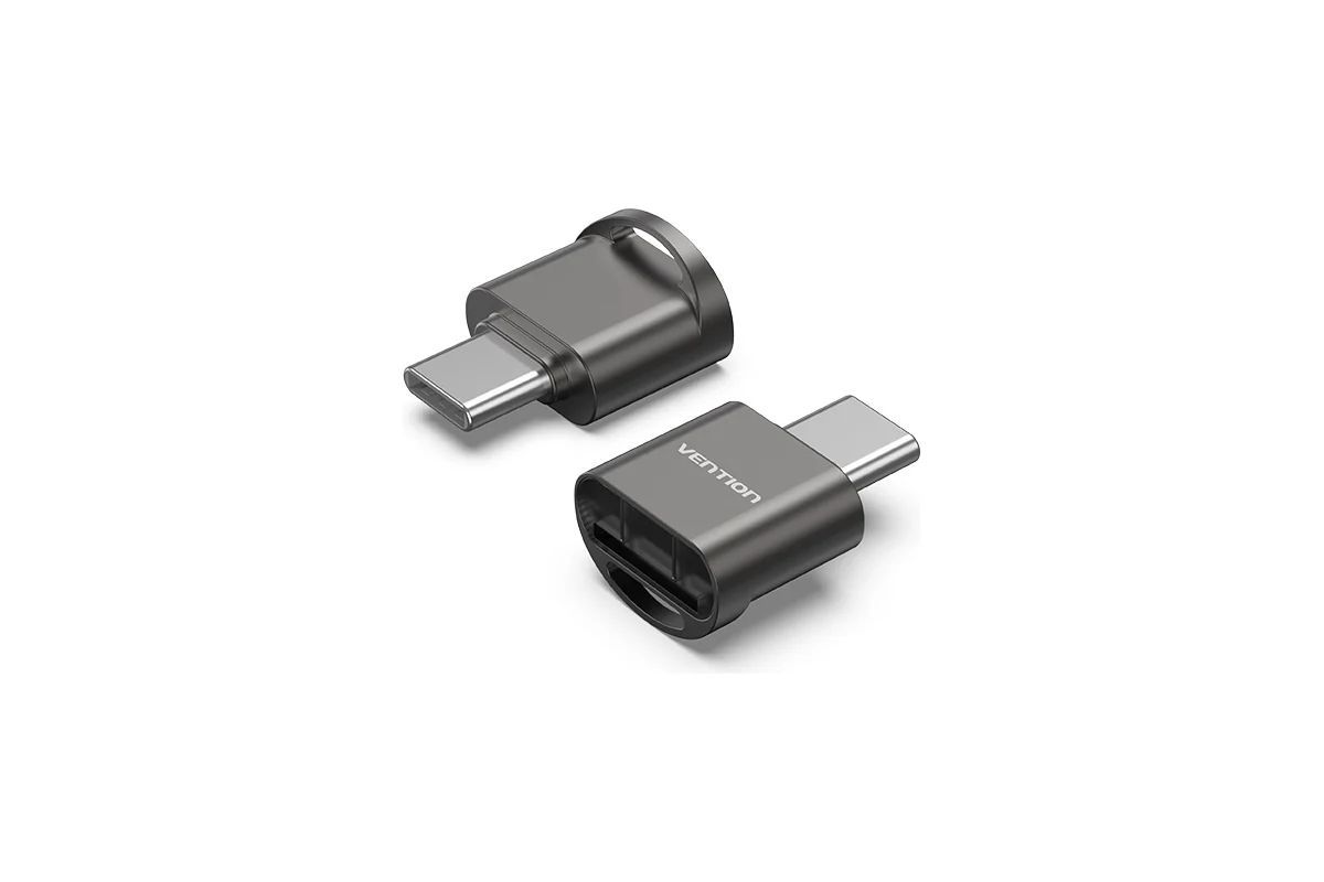 Картридер Vention microSD-USB Type-C 2.0 серый CLMH0