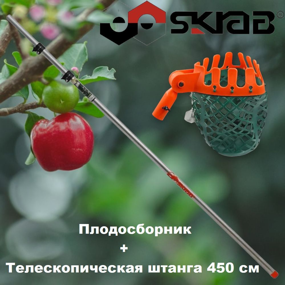 Комплект; плодосборник SKRAB 28336 с телескопической штангой SKRAB 28500