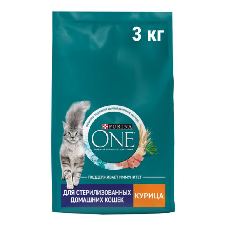 Кормсухой3кгPurinaONE(ПуринаУАН)длядомашнихстерилизованныхкошекикастрированныхкотовКурица1шт