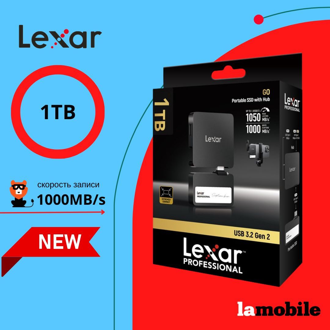 Внешний SSD-накопитель Lexar Go SL400 1TB USB 3.2 Gen 2 черный