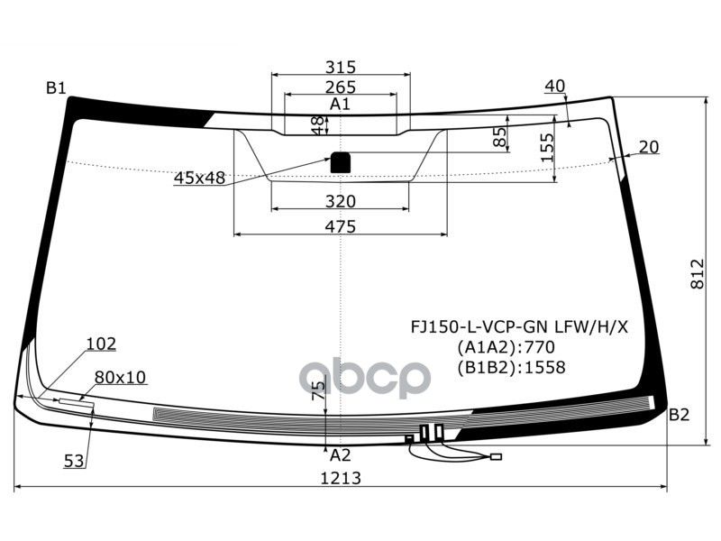 XYG Стекло лобовое (Обогрев щеток) Toyota Land Cruiser Prado (J150) 09-24