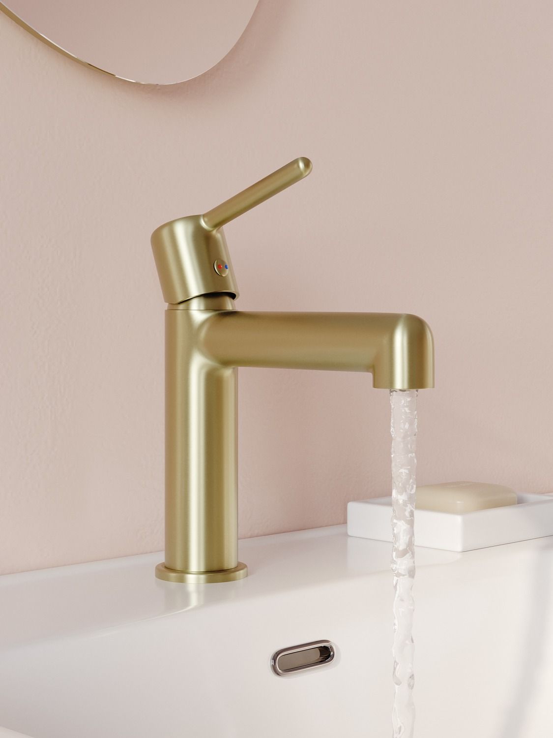 Фото товара на маркетплейсе ozon Cмеситель для раковины IDDIS, латунь, золотой матовый, современный стиль, Aiger, AIGMG00i01