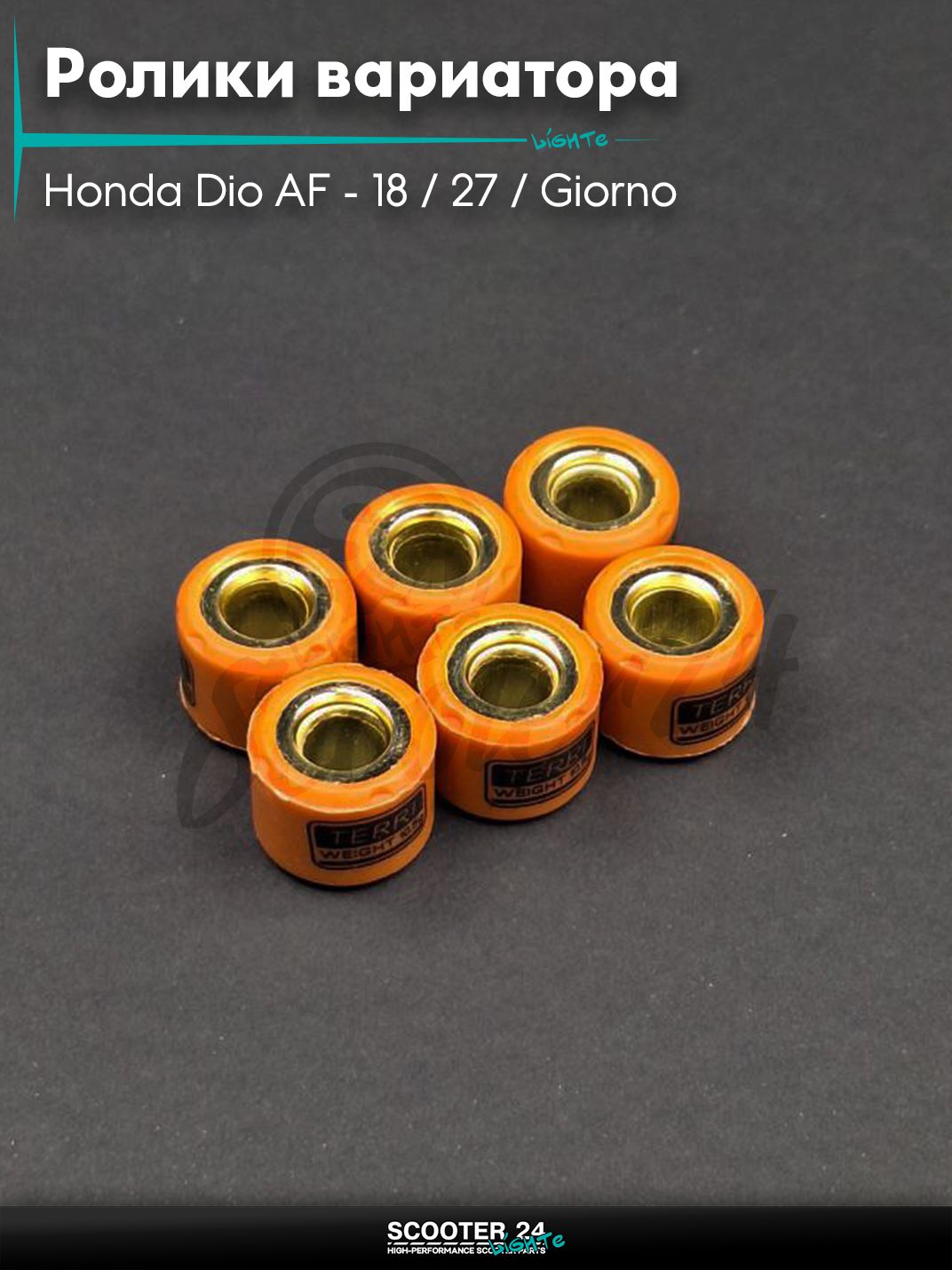 Ролики вариатора на скутер Honda Dio AF - 18 / 27 / Giorno толстый вал / Хонда Дио АФ Джорно и Такт / 139QMB 16 - 13 10.5g "TERRI"
