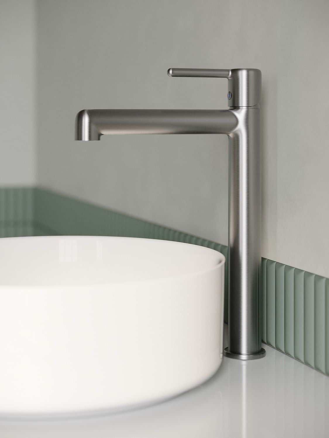 Фото товара на маркетплейсе ozon Высокий смеситель для накладной раковины, хром матовый, IDDIS, Aiger, AIGBC01i01