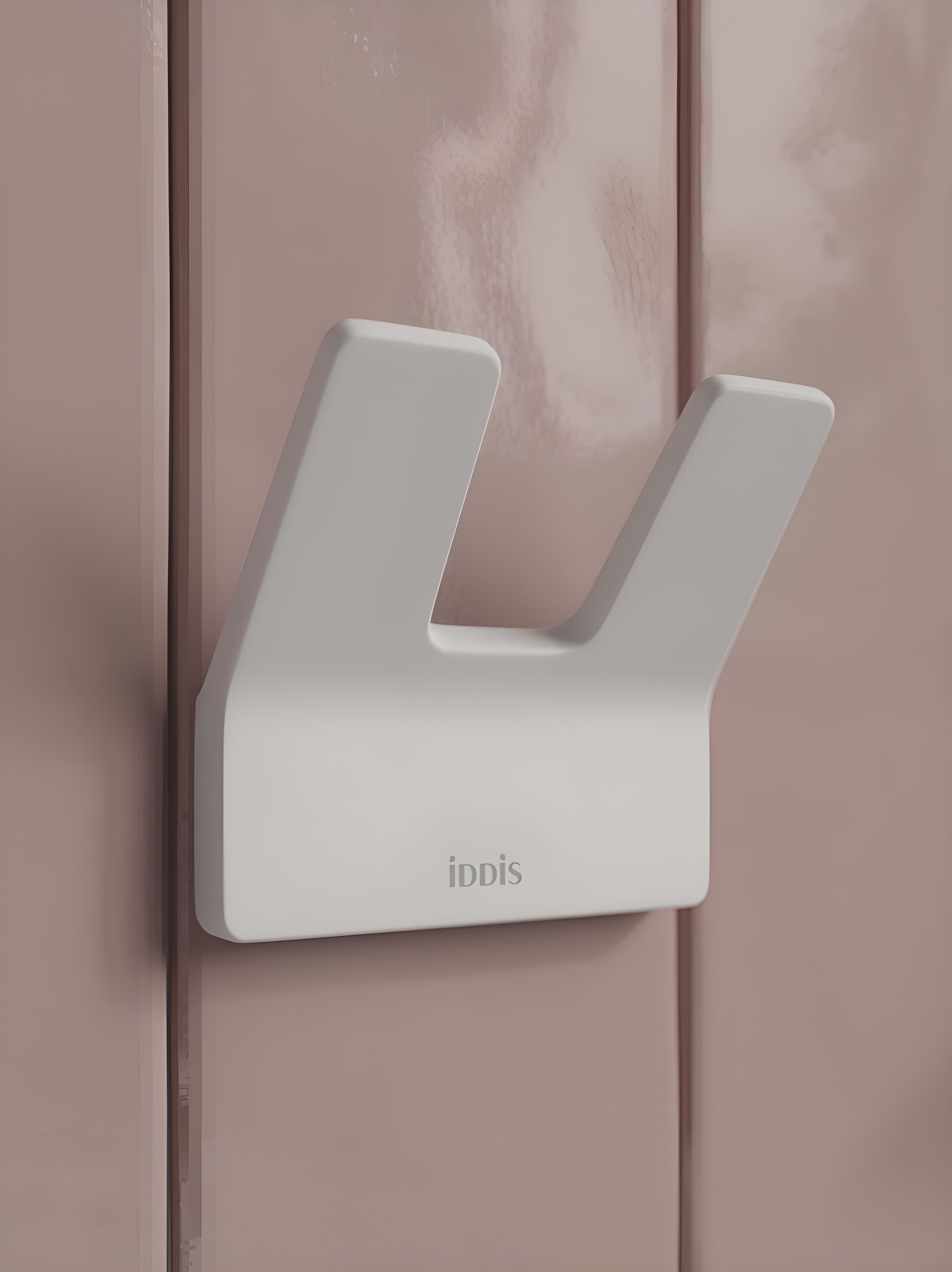 Фото товара на маркетплейсе ozon Крючок двойной для ванной комнаты IDDIS, белый матовый, сплав металлов, Slide, SLIWT20i41