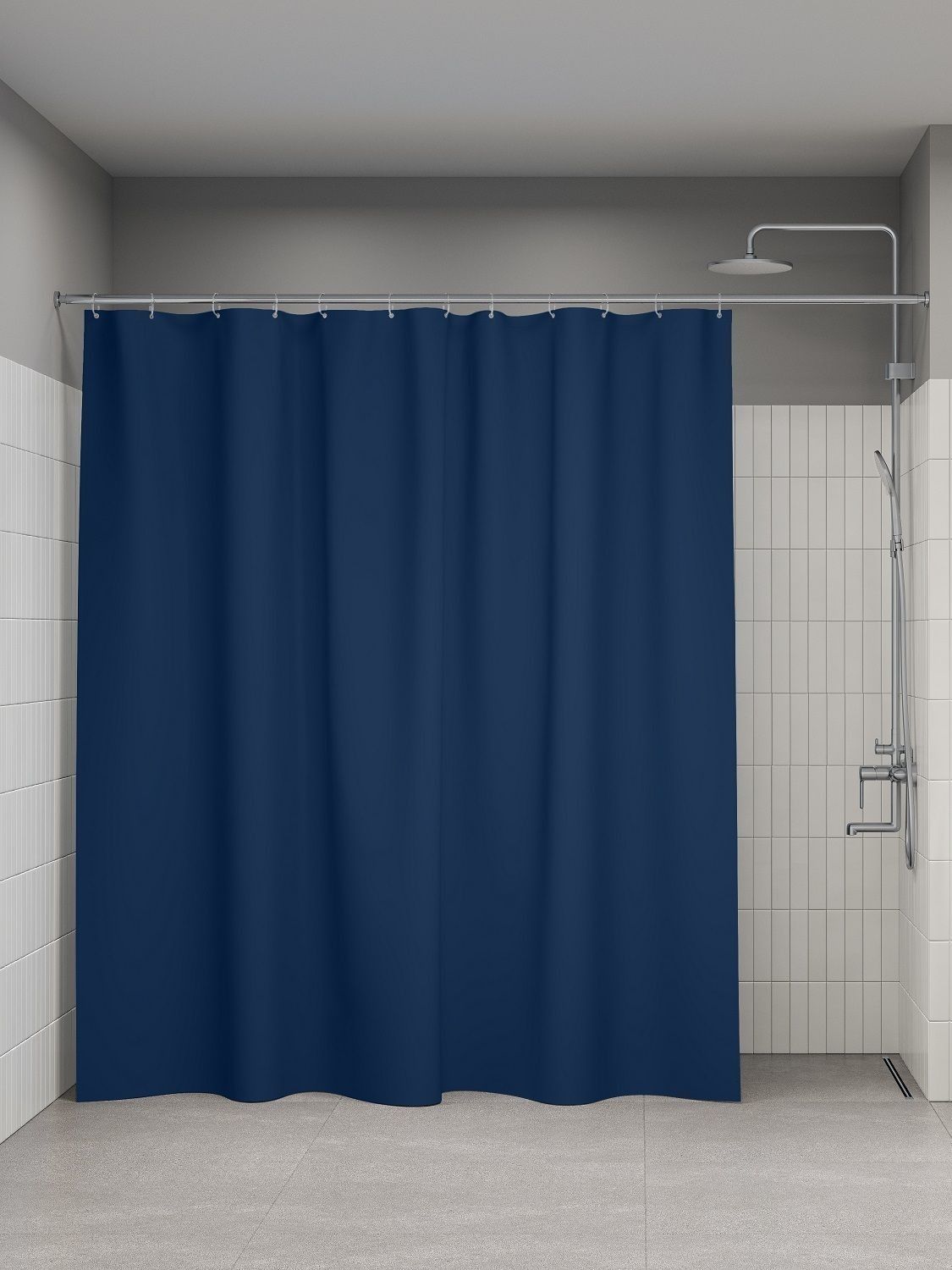 Фото товара на маркетплейсе ozon Штора для ванной комнаты и душа IDDIS, 240x200 см, тканевая, водонепроницаемая, полиэстер, с кольцами, BL04P24i11