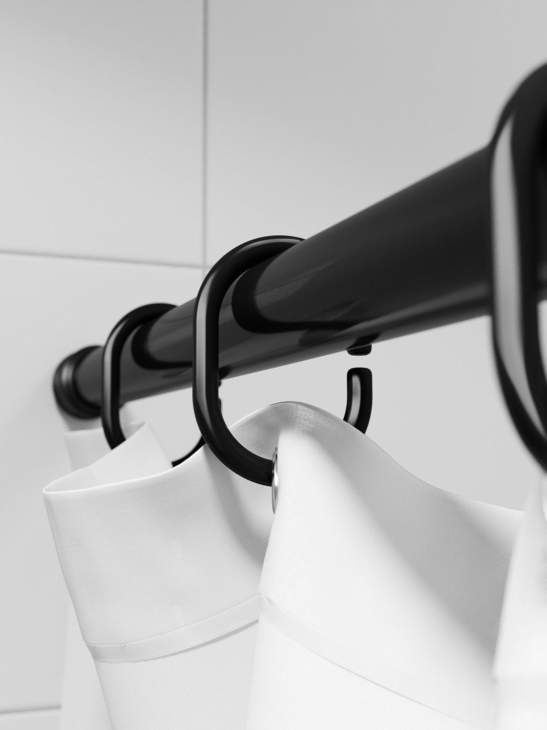 Фото товара на маркетплейсе ozon Набор колец для шторы в ванную комнату, цвет черный, IDDIS, RID013P