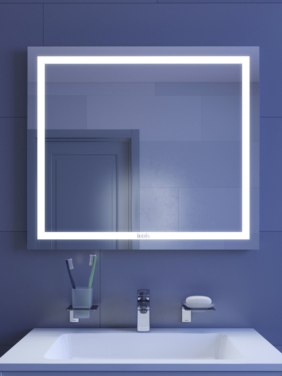 Фото товара на маркетплейсе ozon Зеркало с подсветкой и термообогревом для ванной комнаты, 80 см, Zodiac, IDDIS, ZOD80T0i98