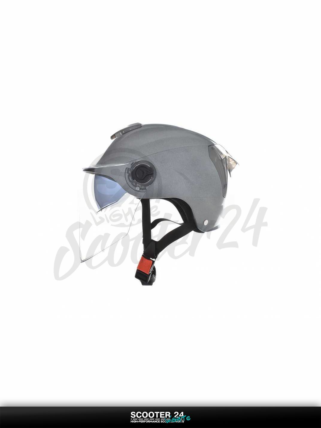 Мотошлем открытый ( вело/самокат) "DAVID" (#S308, серый глянцевый, регулятор размера, очки, A на мотоцикл / мопед и скутер