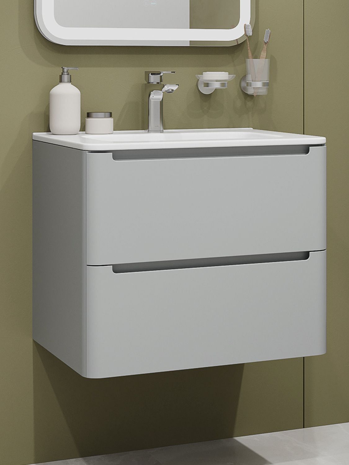 Фото товара на маркетплейсе ozon Тумба подвесная IDDIS, 60 см, светло-серый, Edifice, EDI60L0i95 подходит умывальник 0106000i28