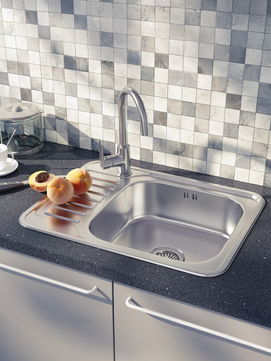 Фото товара на маркетплейсе ozon Мойка для кухни IDDIS, врезная, 65х50х17 см, нержавеющая сталь, крыло слева, матовая, Basic, BAS65SRi77