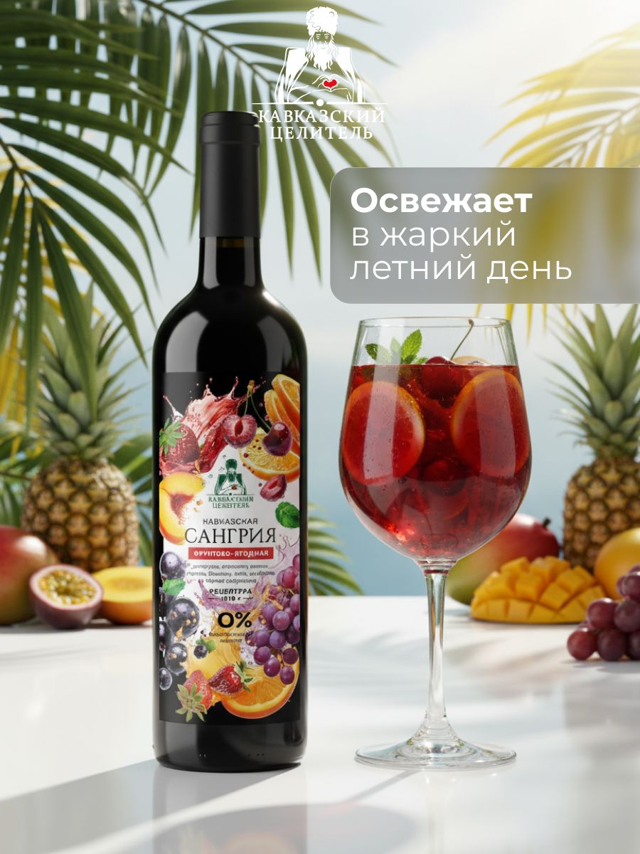 Вино безалкогольное Сангрия освежающий напиток из соков и целебных трав