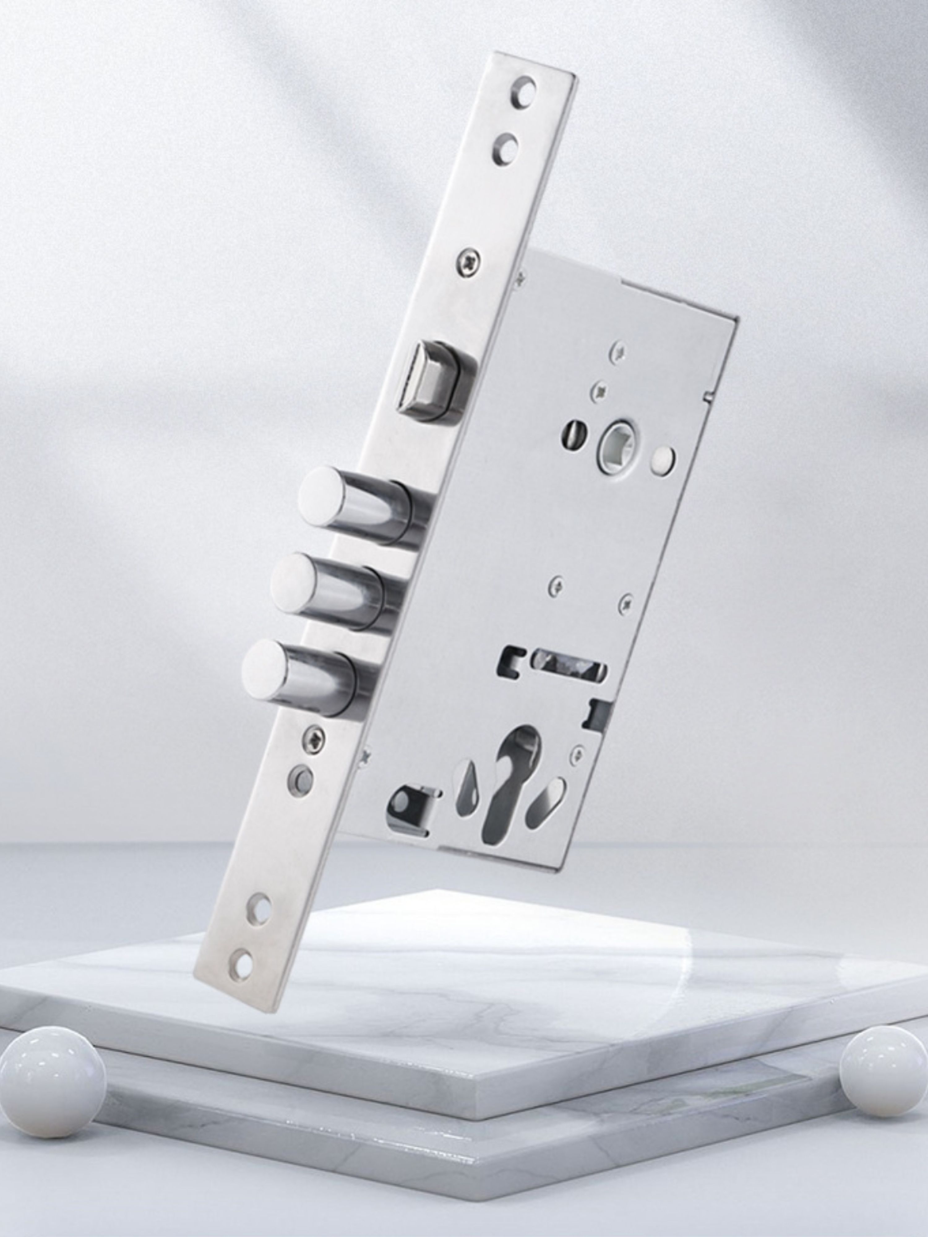 Замок врезной цилиндровый для входной металлической сейф двери Akomuto ЗВ 816, хром