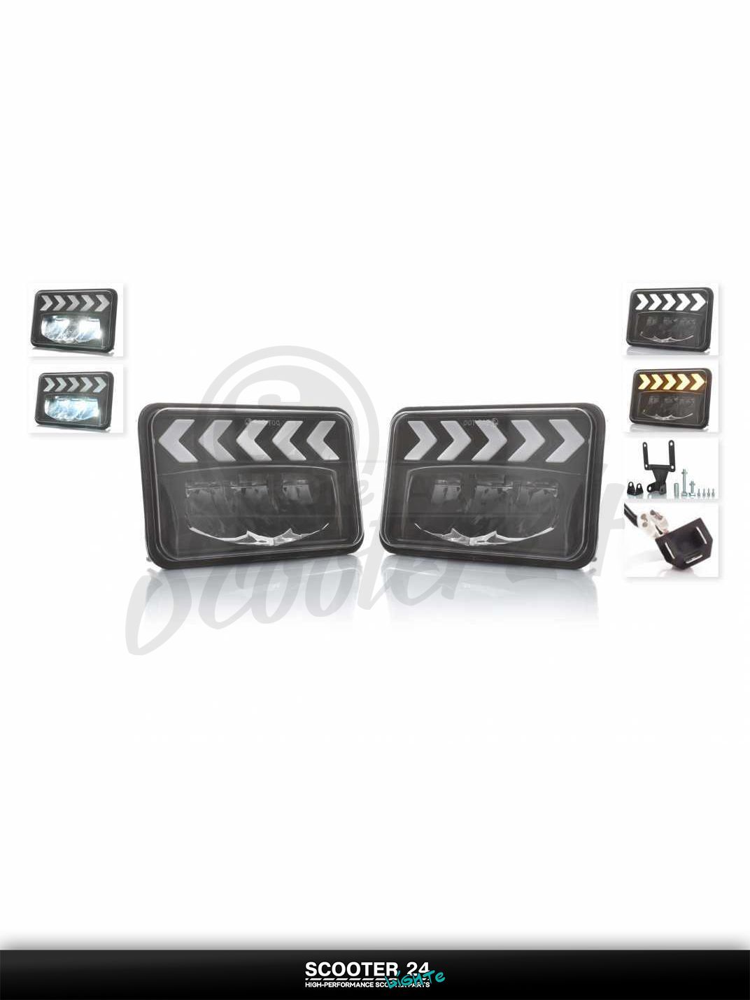 Фары ATV/авто (пара) диодные прямоугольные 168-108 H4 динамические повороты C169-L/R-4Z1 универсальные на мотоцикл / питбайк и скутер квадроцикл