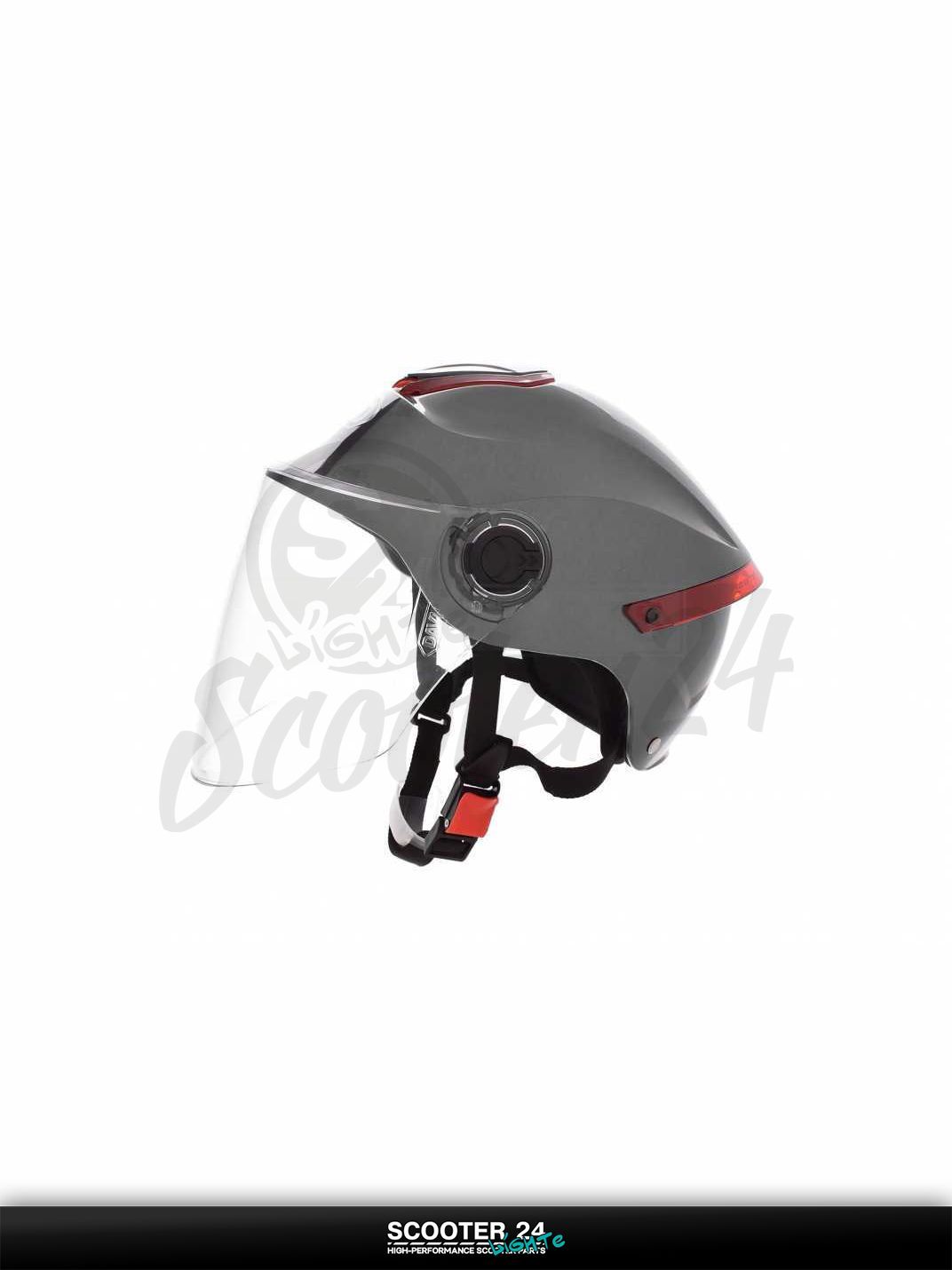 Мотошлем открытый ( вело/самокат) "DAVID" (#D307, серый глянцевый, регулятор размера, ABS) на мотоцикл / мопед и скутер