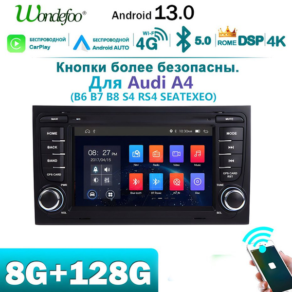 Автомагнитола Андроид 13 8G+128G 7-дюймов 2 DIN для Audi A4 B6 B7 B8 S4 ...
