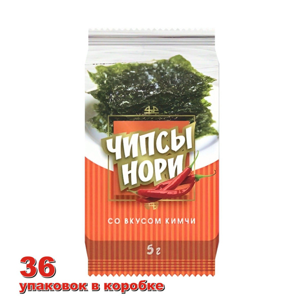 Чипсы нори из морской капусты со вкусом КИМЧИ, 36 упаковок в коробке ...