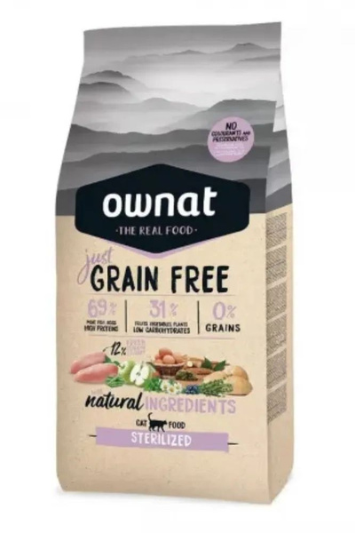 Сухой корм для кошек Ownat Grain Free Just с курицей 1 кг - купить с ...