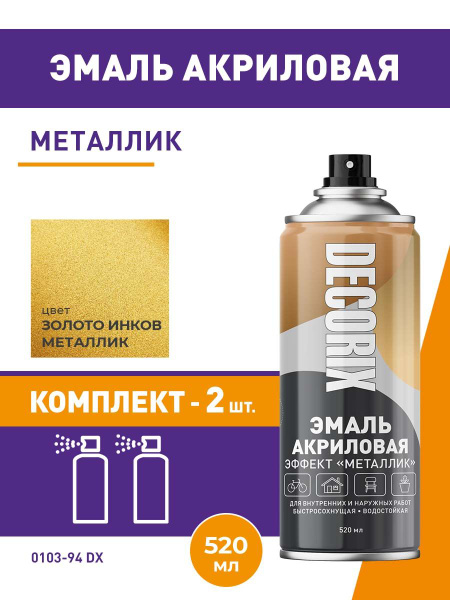 Аэрозольная краска универсальная металлик DECORIX 520 мл глянцевая ...