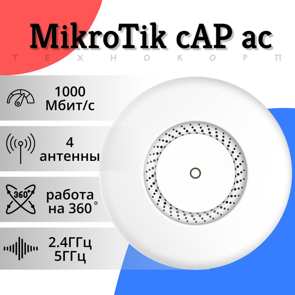 Точка доступа MIKROTIK cAP ac RBcAPGi-5acD2nD, белый, 2.4 ГГц, 5 ГГц ...