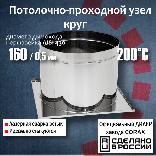 Потолочно-проходной узел круг Ф160 (430), max t 200 C 1 Corax, , К1.МК ...