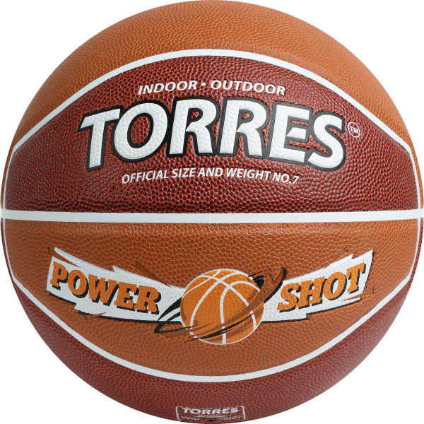 Мяч баскетбольный TORRES Power Shot, 7 размер, коричневый купить по ...