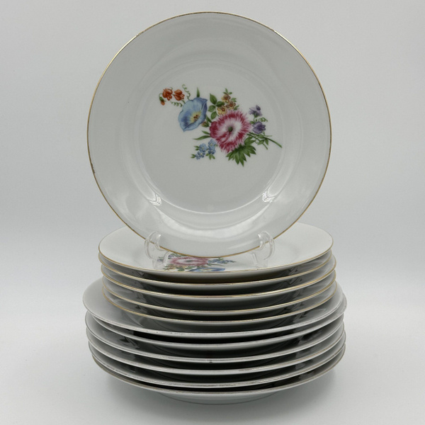 Набор десертных тарелок, украшенных цветочным декором на 6 персон 12 ...