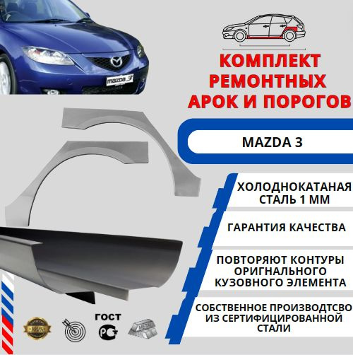 Комплект арок и порогов для автомобиля Mazda 3 BK (Мазда 3 ...