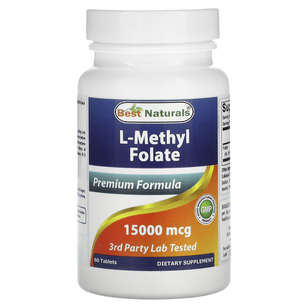 Best Naturals, L-метилфолат, 15000 мкг, 60 таблеток - купить с ...