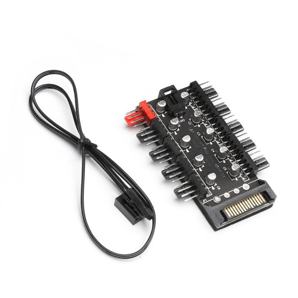 Хаб (разветвитель) для вентиляторов 4 pin 3 pin 2 pin/ питание по SATA ...