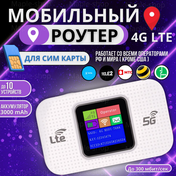 Характеристики Мобильный Роутер wi-fi pro для сим карт LTE 4G/5G ...