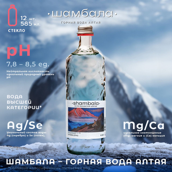 Характеристики Вода питьевая минеральная газированная Шамбала 12 шт ...
