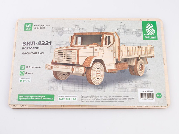 Baumi Сборная модель из дерева ЗИЛ-4331 бортовой, 1/43 - купить с ...