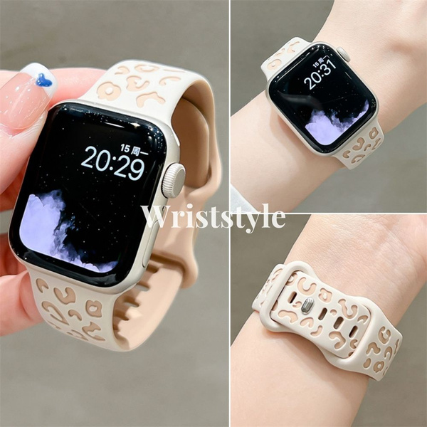 Симпатичные силиконовые ремешки для Apple Watch S9 8 7 6 5 4 3 2 1 SE2 ...