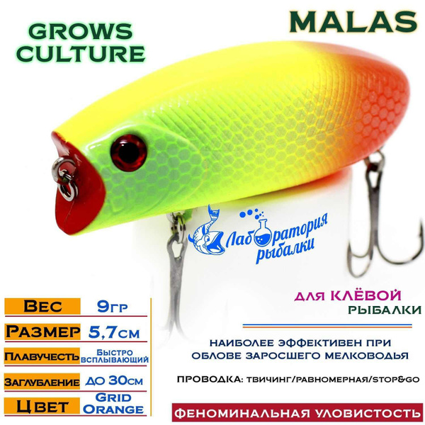 Характеристики Воблер поверхностный Malas Grows Culture / длина 57 мм ...