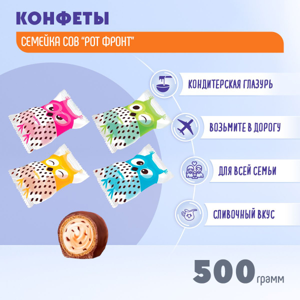 Конфеты Семейка сов 500 грамм Рот Фронт - купить с доставкой по ...